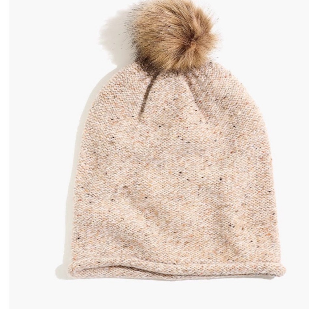Madewell Knit Beanie with Faux Fur Pom